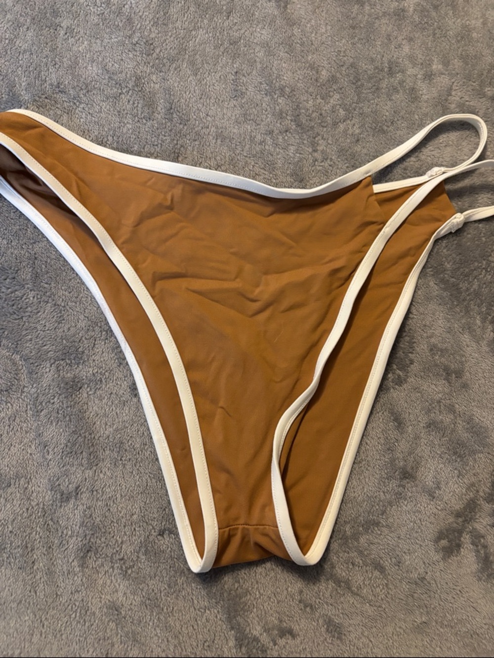 Stone Fox Swim Brown Bikini Bottom with White Trim